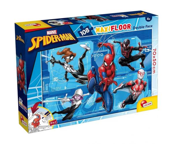Pókember 2 az 1-ben maxi 108db-os puzzle és színező 70x50cm - Lisciani