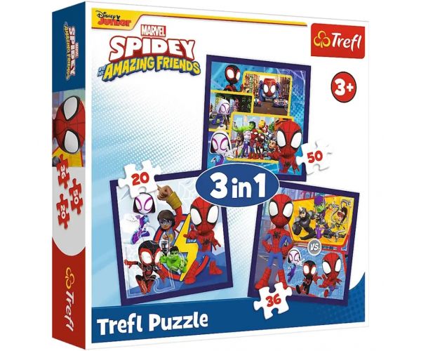 Spidey és barátai 3 az 1-ben 20-36-50db-os puzzle - Trefl