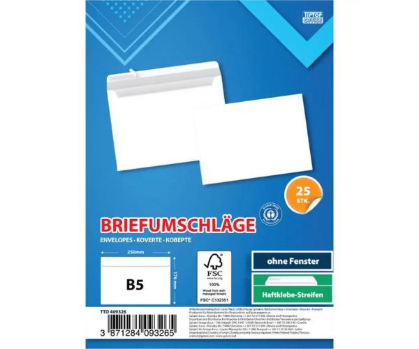 Spirit: Bijela omotnica B5 25x17cm, paket od 25 komada