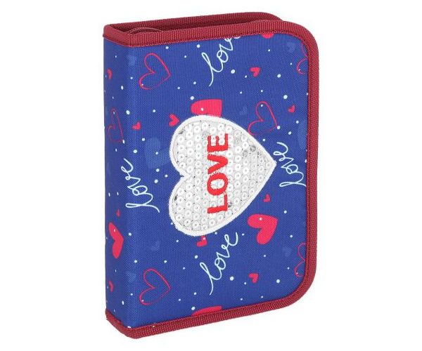 Spirit: Plava-roza preklopna punjena pernica Love Heart s 24 komada