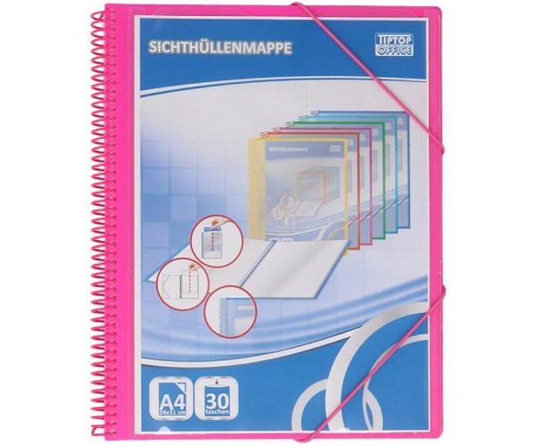 Spirit: Spirálos pink bemutató mappa 30 zsebes A/4-es méret