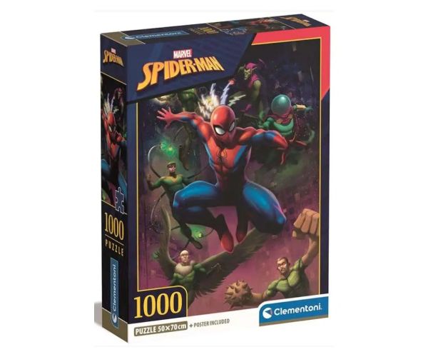 Spider-Man i njegovi zastrašujući neprijatelji s puzzle posterom od 1000 komada - Clementoni