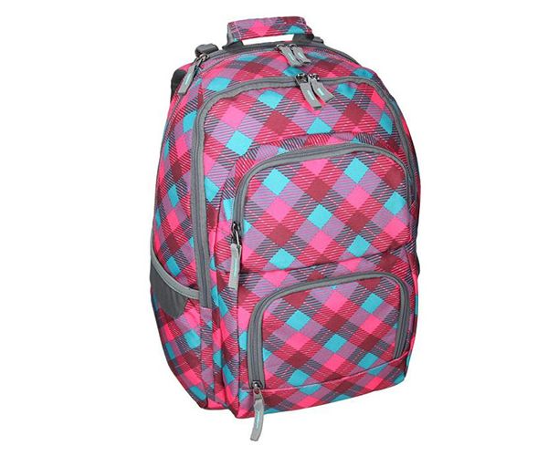 Spirit: E-Bag pink és türkiz kockás lekerekített iskolatáska, hátizsák