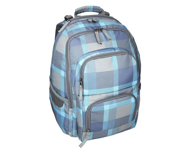 Spirit: E-Bag plava kockasta zaobljena školska torba, ruksak 46x34x22cm