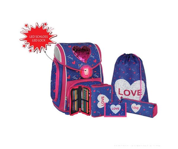 Spirit: Heart Love školska torba sa LED svijetlom i dodacima 5kom