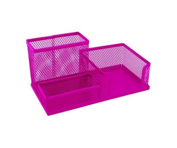 Spirit: Metalni mrežasti organizator za stol ružičaste boje 205x103x98mm