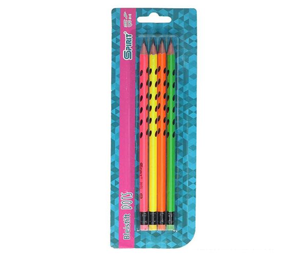 Spirit: Neon Dosts HB grafitne olovke sa gumicom 4kom