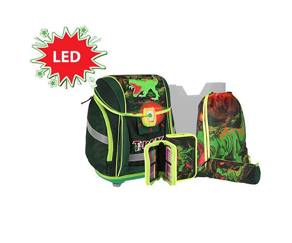 Spirit: T-Rex, 3D uzorak, LED školska torba set 5kom
