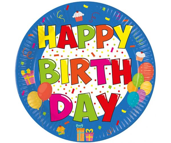 Sretan rođendan tanjuri za zabavu s natpisom Happy Birthday set od 8 komada