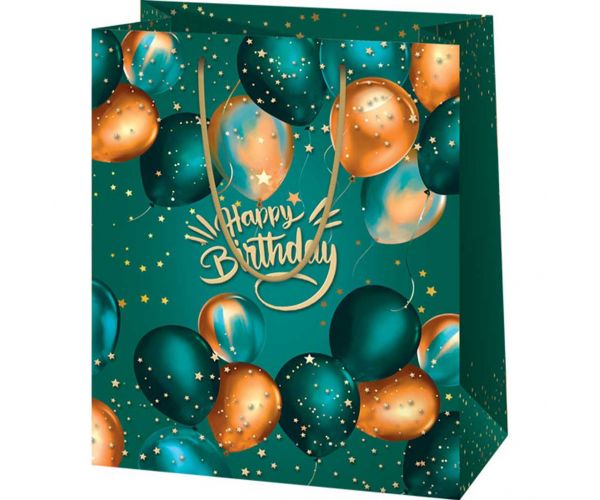 Happy Birthday zöld exkluzív nagy ajándéktáska 26x13x33cm