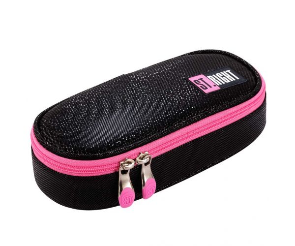 St.Right Black Glitter ovalna pernica PC01 23x9,5x6cm