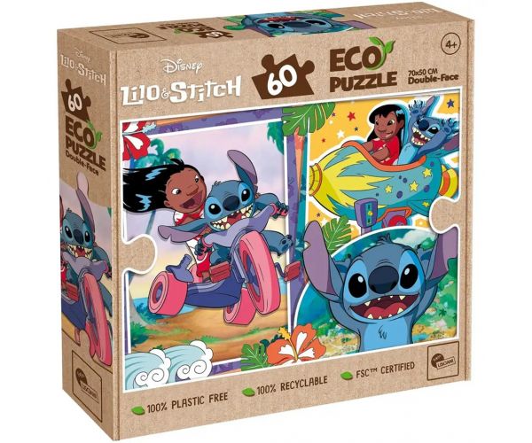 Stitch 2 az 1-ben 60db-os Eco puzzle és színező 70x50cm - Lisciani