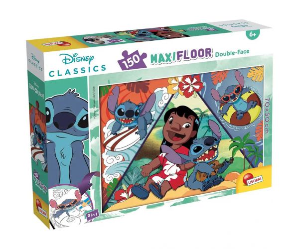 Stitch 2 az 1-ben 150db-os maxi puzzle és színező 70x50cm - Lisciani