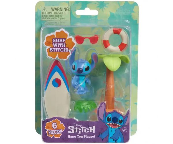 Stitch plišana igračka s daskom za surfanje i palmom