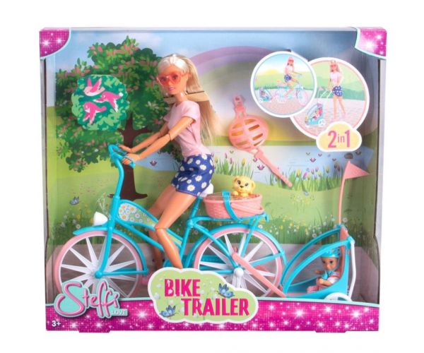 Steffi Love: Kerékpáros Steffi baba gyerekutánfutóval - Simba Toys