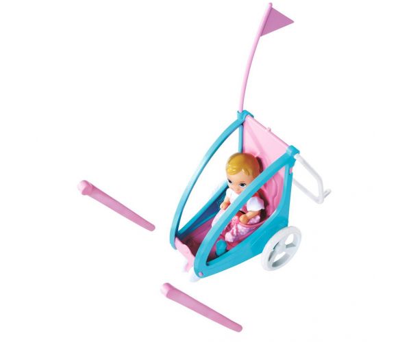 Steffi Love: Biciklistica Steffi lutka s dječjom prikolicom - Simba Toys