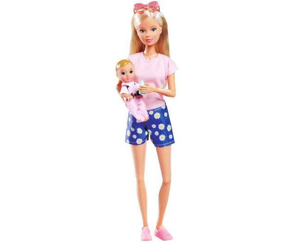 Steffi Love: Biciklistica Steffi lutka s dječjom prikolicom - Simba Toys