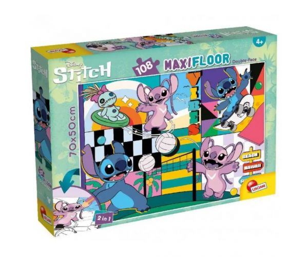 Stitch 2 az 1-ben 108db-os puzzle és színező 70x50cm - Lisciani