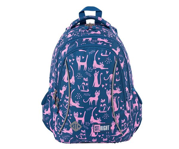 St.Right Lazy Cats školska torba s tri odjeljka, ruksak 39x27x17cm