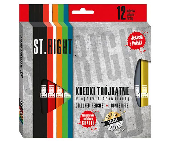 St.Right Trokutasta olovka u boji 12 komada sa šiljilom