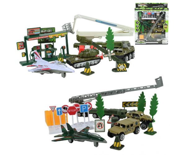 Super Army: Vojni set igračaka s metalnim vozilima i avionom na kotačima u dvije različite verzije