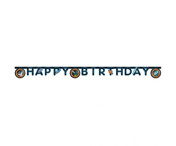 Űrkaland szülinapi „Happy Birthday” feliratú party banner