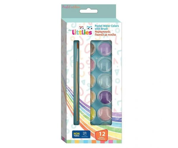 The Littlies: Vízfesték 12db pasztell színnel és ecsettel