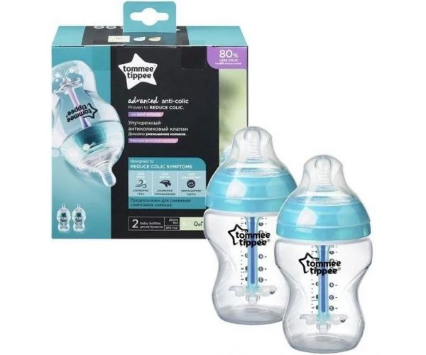 Tommee Tippee: Advanced ANTI-COLIC türkiz cumisüveg 2db-os szett 260 ml (0 hó+)