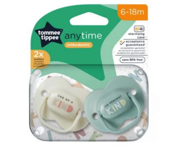 Tommee Tippee: AnyTime 2 db-os fogszabályzós cumi szett (6-18 hó)