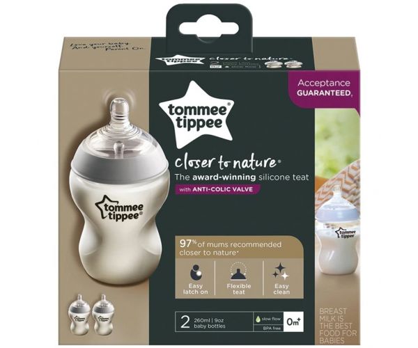 Tommee Tippee: Closer To Nature ANTI-COLIC cumisüveg 260ml 2db-os szett (0 hó+)
