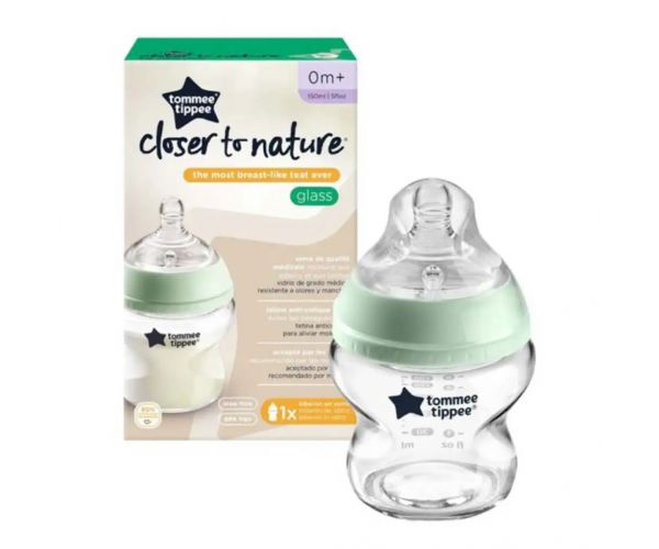 Tommee Tippee: Closer To Nature átlátszó üveg cumisüveg 150ml (0 hó+)