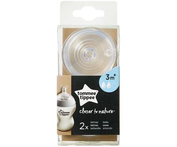 Tommee Tippee: Closer to Nature közepes folyású cumisüveg cumi 2db (3 hó+)