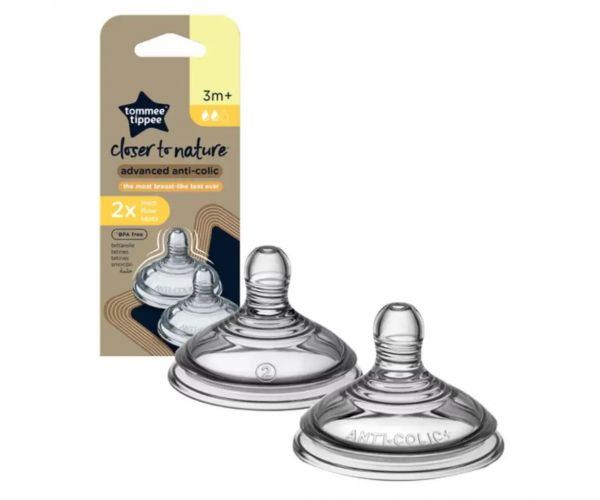 Tommee Tippee: Anti-Colic közepes folyású etetőcumi (3 hó+) 2 db