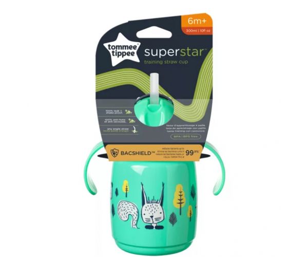 Tommee Tippee: Superstar Zöld Szívószálas Tanuló Itatópohár 300ml