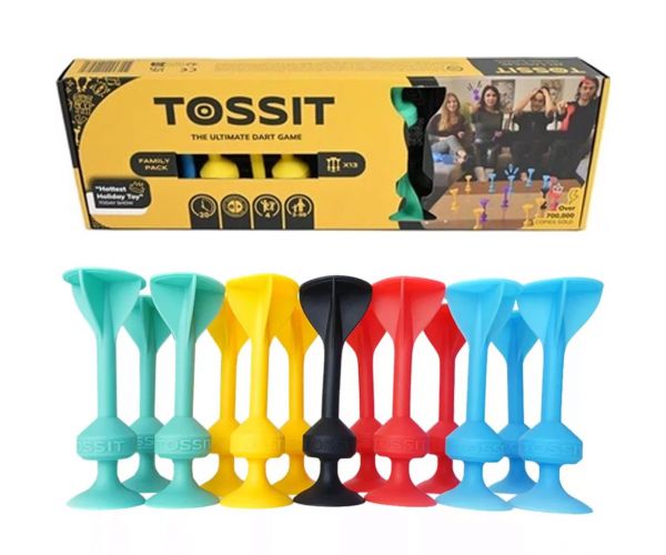 Tossit Family Pack – Piros, Türkiz, Kék, Sárga tapadókorongos darts társasjáték