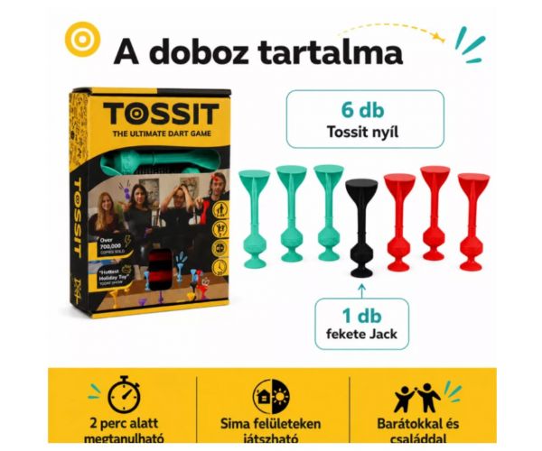 Tossit Starter Pack crveno-tirkizni silikonski pikado s usisnim čepovima, društvena igra