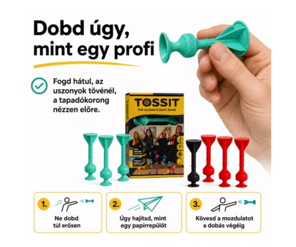 Tossit Starter Pack crveno-tirkizni silikonski pikado s usisnim čepovima, društvena igra