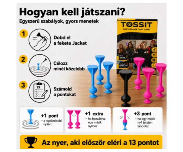Tossit Starter Pack ružičasto-plavi silikonski pikado s usisnim čepovima (društvena igra)