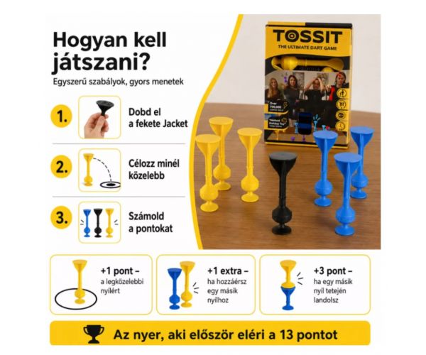 Tossit početni paket plavo-žuta silikonska društvena igra darts s usisnim čašicama