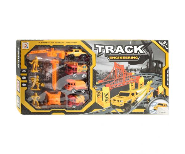 Track Engineering set trkaće staze s građevinskim strojevima i radnicima, set od 89 komada