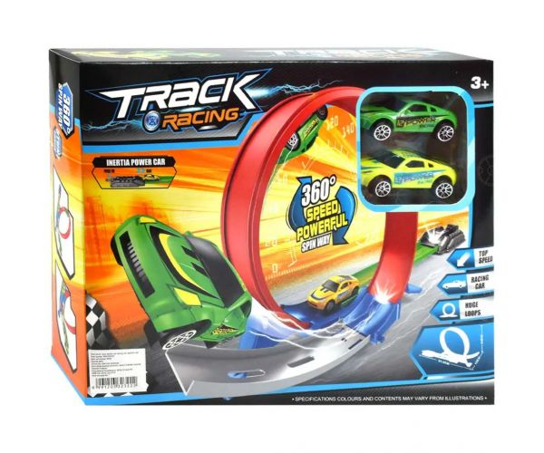 Track Racing versenypálya 360°-os szuper hurokkal 2db kisautóval