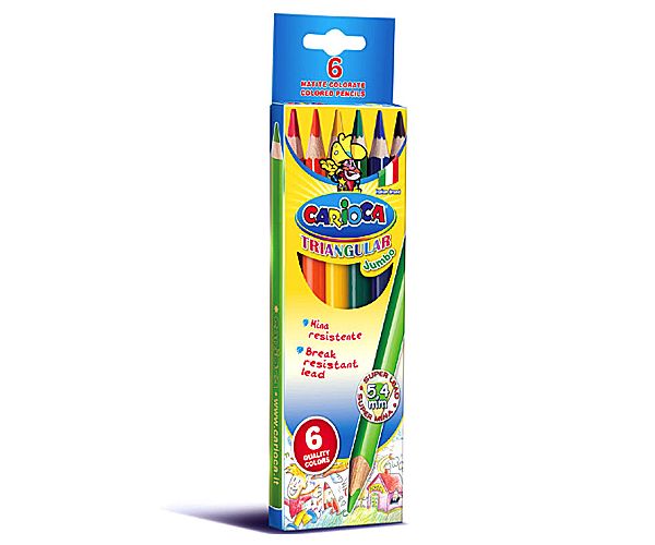 Trokut Jumbo bojice, set sa šiljilom 6 kom. - Carioca