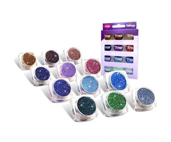 TyToo: Set dodatnih boja – šljokice u prahu 12 x 2,5 ml