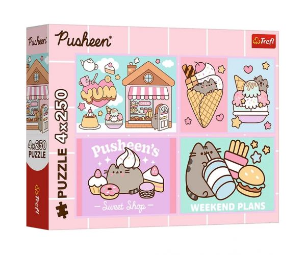 Ismerd meg Pusheen cicát 4x250db-os puzzle - Trefl
