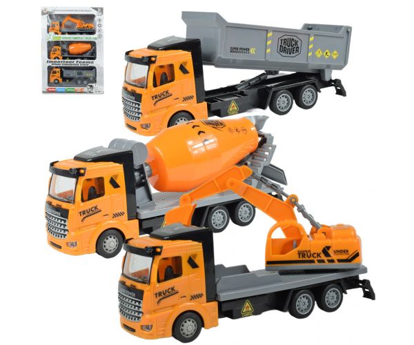 Vozač kamiona: Set od 3 komada građevinskih kamiona s kotačima od 19cm