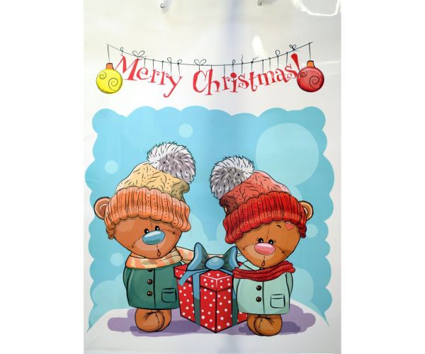 Vrećica za poklone s božićnim medvjedićima i natpisom Merry Christmas 32,5x45,5x10cm