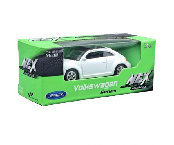 Welly: Volkswagen Bogár fehér kisautó modell 1/64
