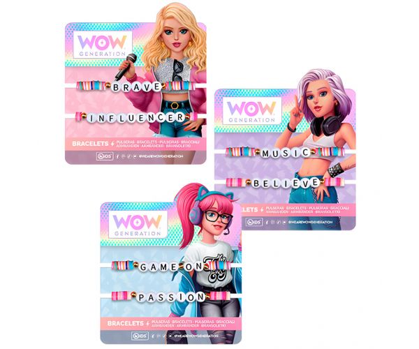 WOW Generation: Set od 2 obojene narukvice s natpisom u različitim varijantama