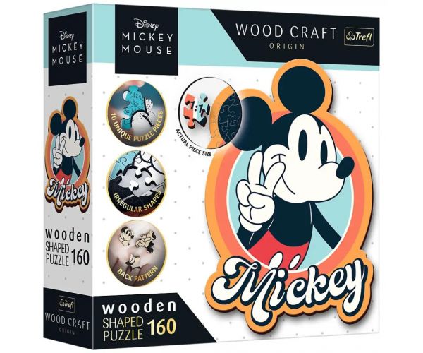 Wood Craft: Disney - Retro Mickey egér 160 db-os prémium fa puzzle - Trefl
