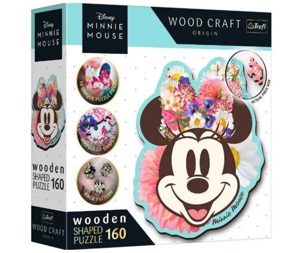 Wood Craft: Disney - Stílusos Minnie egér 160 db-os prémium fa puzzle - Trefl